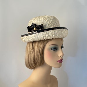 Yves Saint Laurent Black Straw Hat with Cream Ribbon Band s-l1200.jpg main image 3