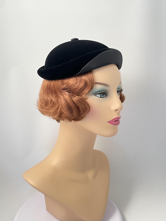 Vintage 1950s hat, Black 1950s hat, 1950s black hat, 1950s style hat, Mid-century hat, Retro hat