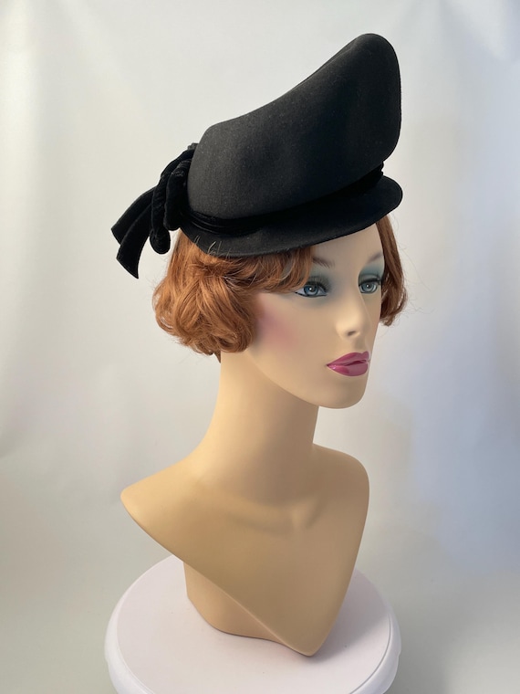 Ladies vintage hat, 1940s black hat, 1940s ladies hat, 1940s glamour hat, 1940s day hat, 1940s clothing, Goodwood Revival