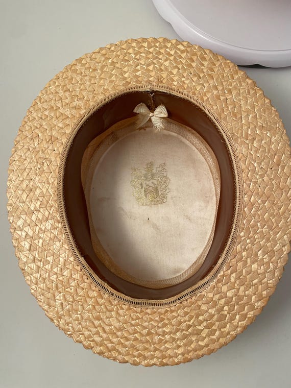 Vintage boater hat, 1940s boater hat, Straw boate… - image 15