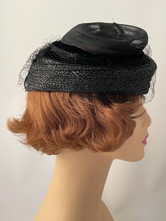 Ladies antique hat, 1940s hat, 1940s black hat, 1… - image 4
