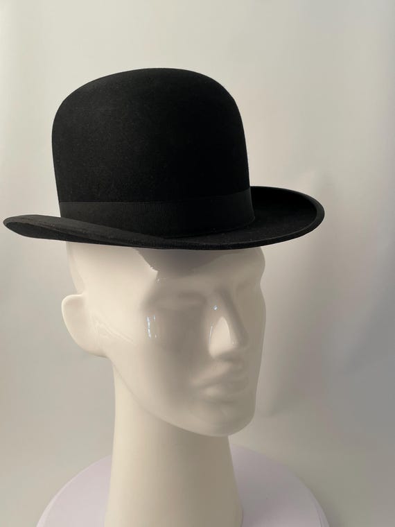 Men's bowler hat, antique bowler hat, 1800s bowler hat, black bowler hat,