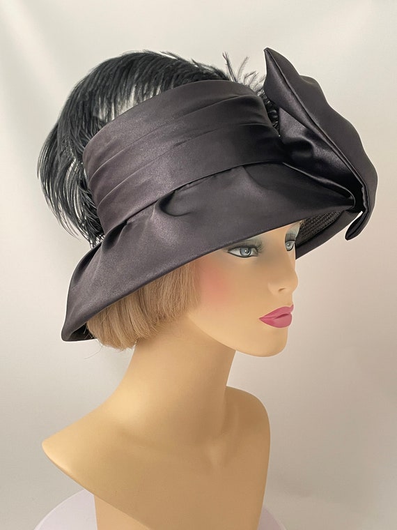 Ladies vintage hat, 1990s hat, 1990s black hat, D… - image 4
