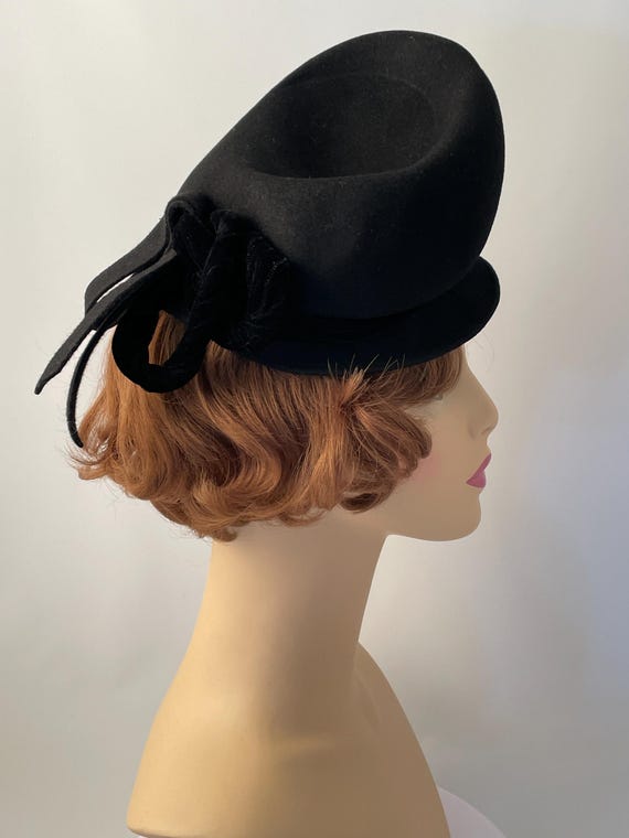 Ladies vintage hat, 1940s black hat, 1940s ladies… - image 5