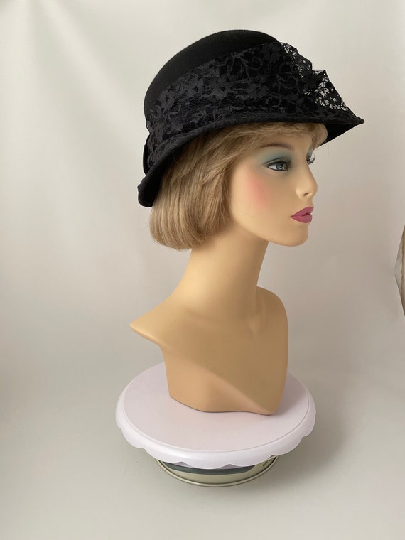 Ladies vintage hat, 1990s hat, 1990s black hat, 19