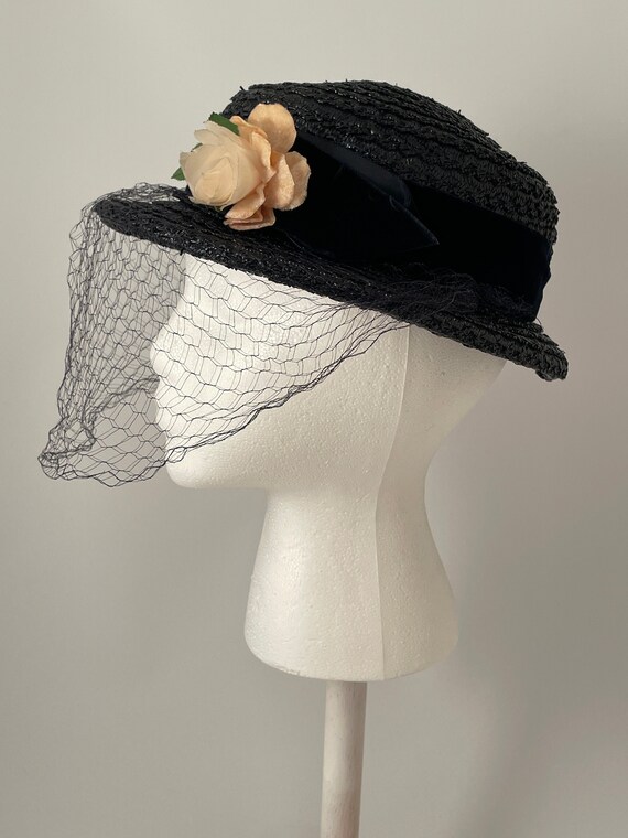 Ladies vintage hat, 1950s straw hat, 1950s ladies 