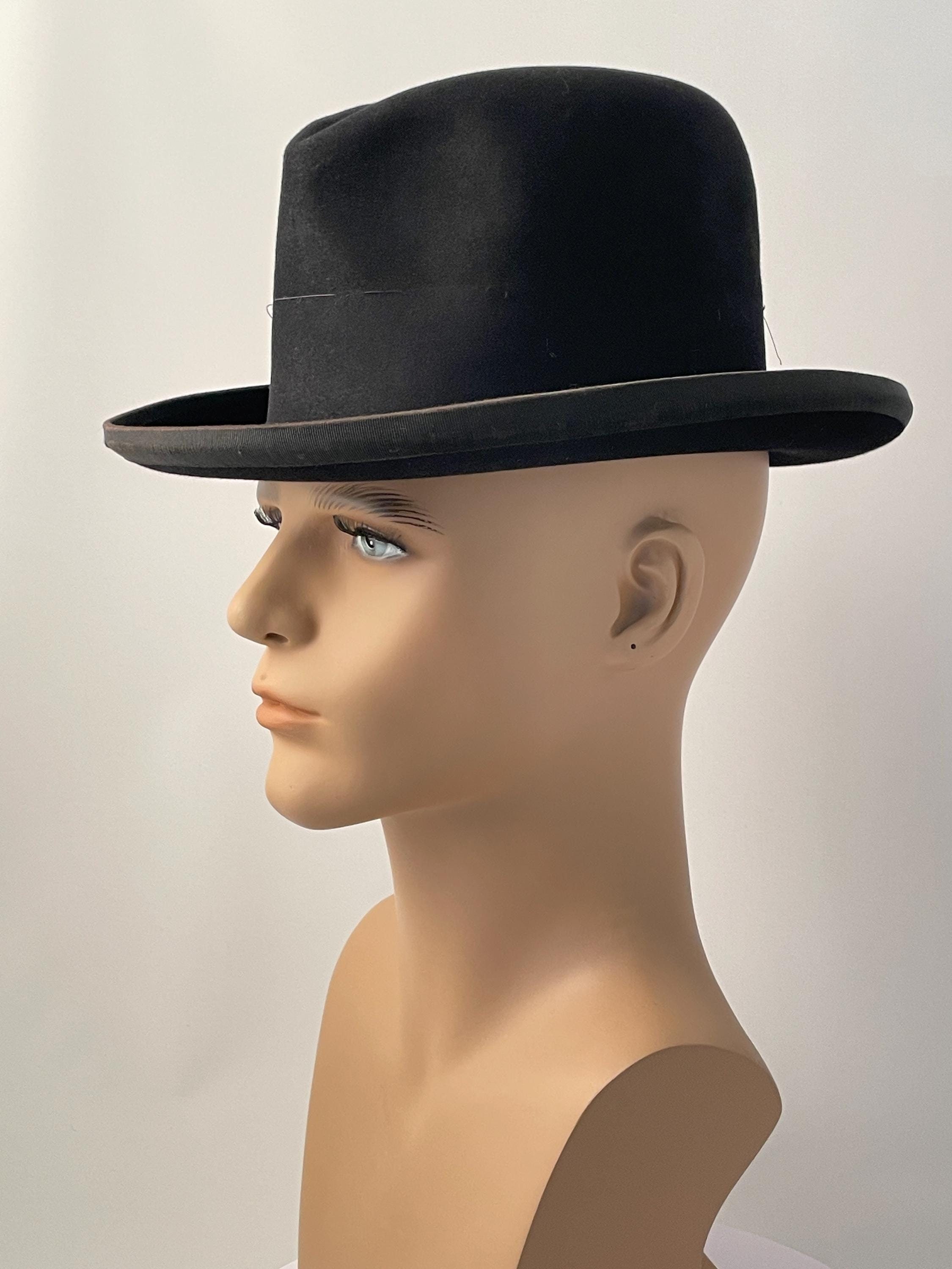 Chapeau Homburg Noir Castor Fedora 6 3/4 - Sur Mesure Avec Boîte - Neuf