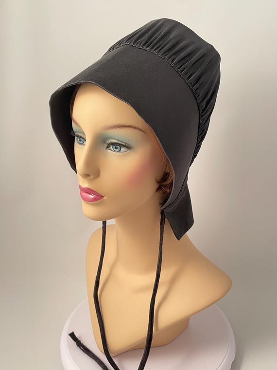 Ladies Amish hat, Black Amish hat, Amish bonnet, Vintage bonnet, Black bonnet, Cotton bonnet, Bonnet