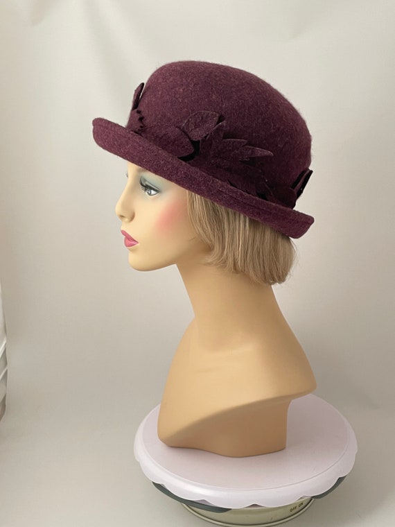 Ladies felt hat, Ladies purple hat, Purple felt ha