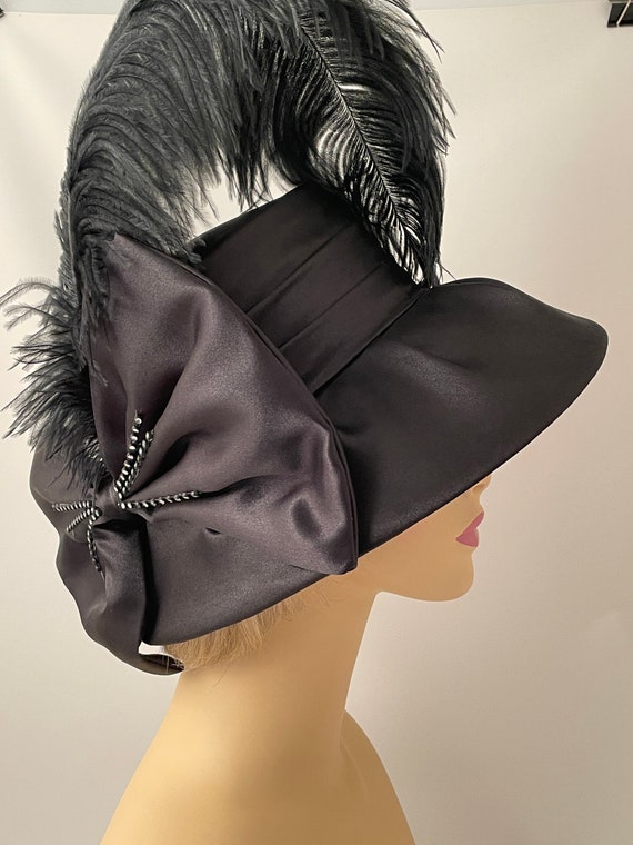 Ladies vintage hat, 1990s hat, 1990s black hat, D… - image 7