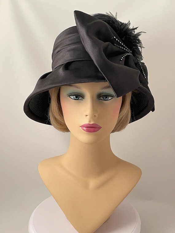 Ladies vintage hat, 1990s hat, 1990s black hat, D… - image 3