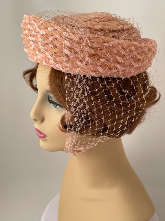 Ladies vintage hat, 1950s hat, 1950s pink hat, 19… - image 6