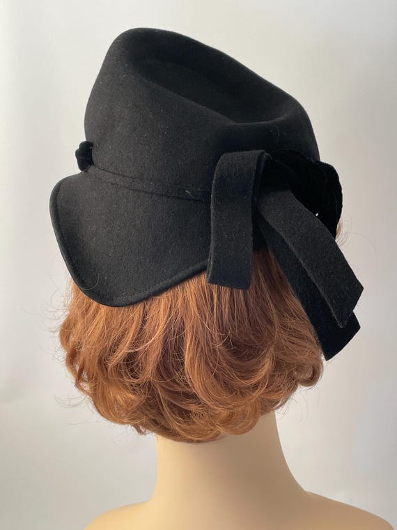 Ladies vintage hat, 1940s black hat, 1940s ladies… - image 4