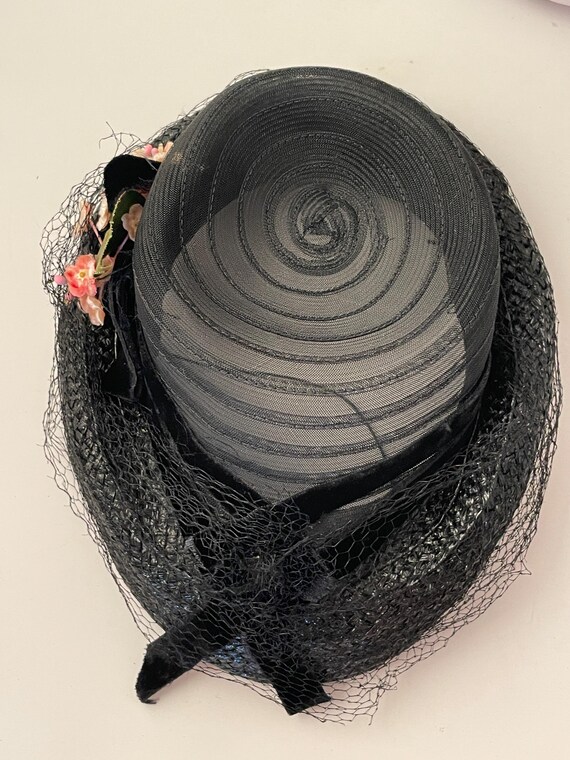 Ladies antique hat, 1940s hat, 1940s black hat, 1… - image 10