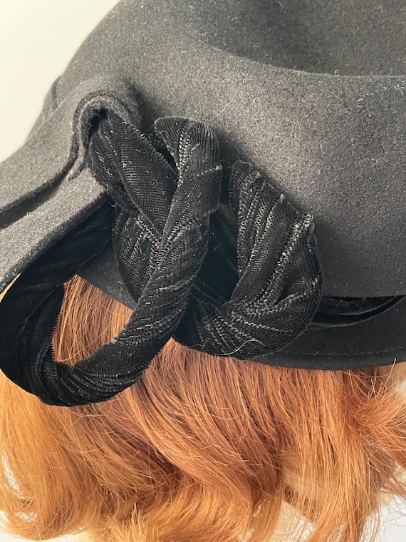 Ladies vintage hat, 1940s black hat, 1940s ladies… - image 6