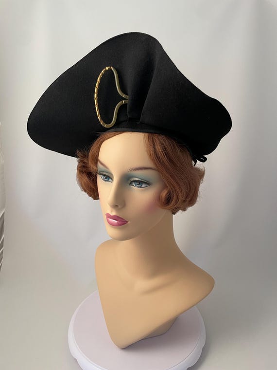 Antique hat, 1940s hat, 1940s black hat, 1940s felt hat, 1940s fashion