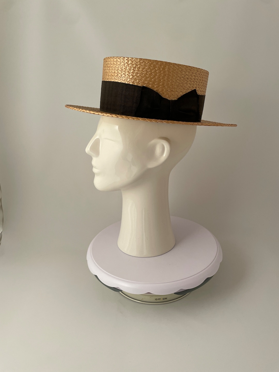 Men's Vintage Hat, Men's Boater Hat, Antique Men's Boater Hat, Kobe
