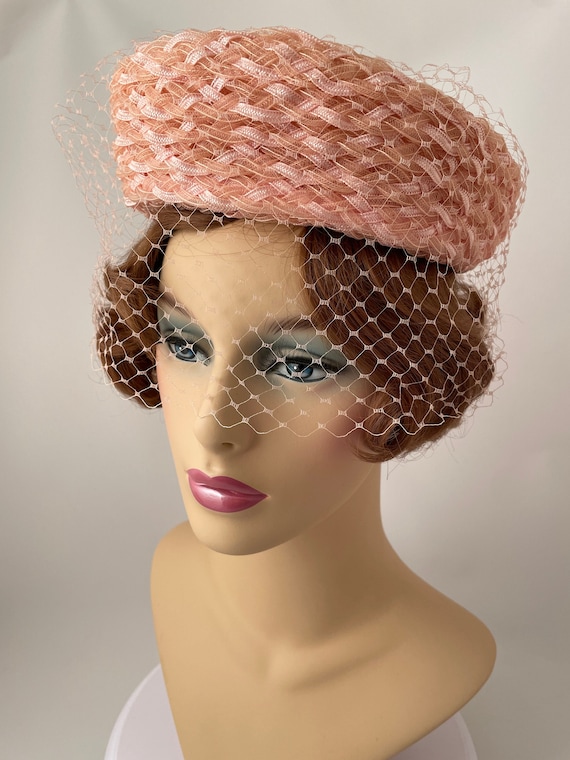 Ladies vintage hat, 1950s hat, 1950s pink hat, 19… - image 1