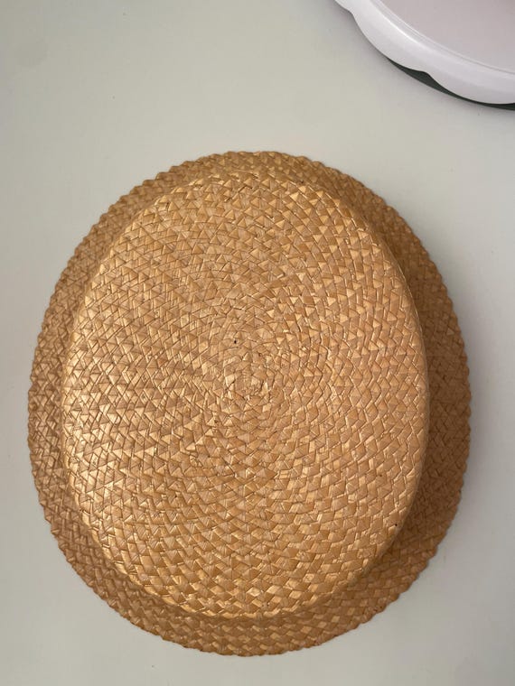 Vintage boater hat, 1940s boater hat, Straw boate… - image 14
