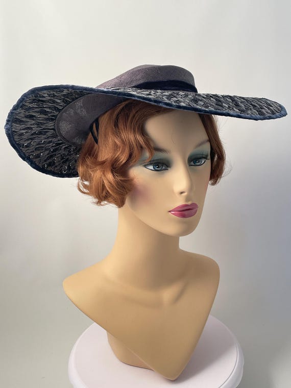 Ladies 1940s hat, 1940s vintage hat, 1940 blue ha… - image 3