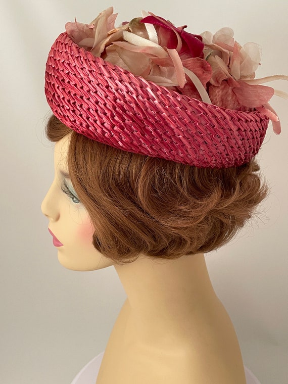 Ladies vintage hat, 1960s hat, 1960s floral hat, … - image 5