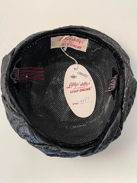 Lilly Dache hat, 1950s hat, 1950s black hat, 1960… - image 8