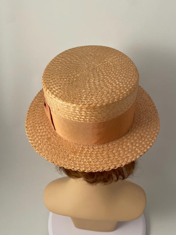 Vintage boater hat, 1940s boater hat, Straw boate… - image 7