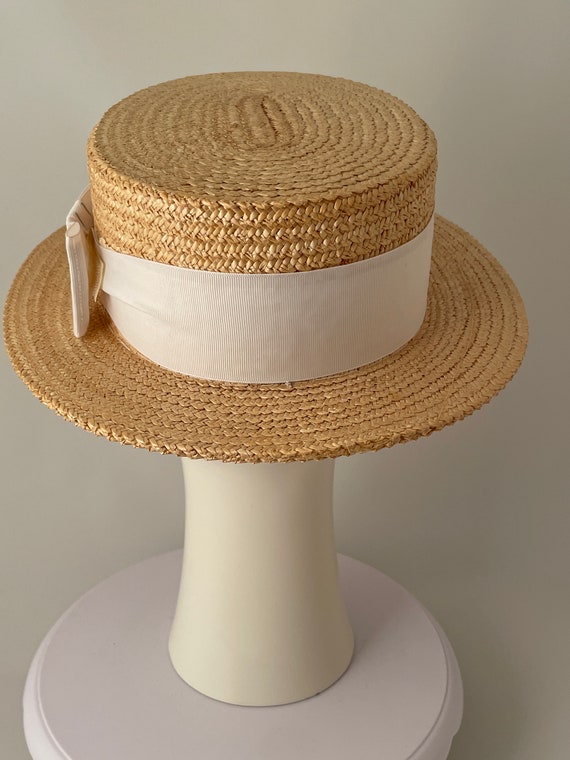 Vintage boater hat, Men's boater hat, Straw boate… - image 4