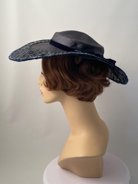 Ladies 1940s hat, 1940s vintage hat, 1940 blue ha… - image 2