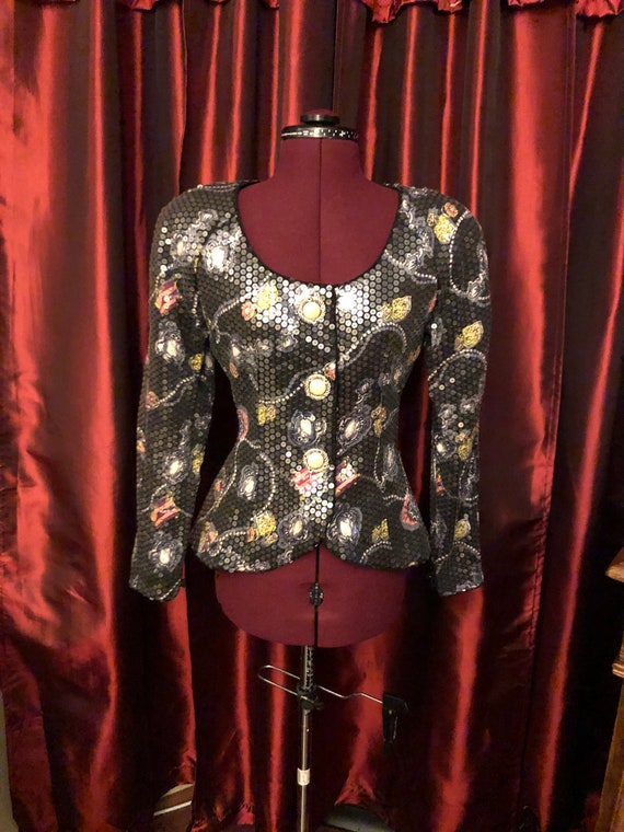 1980s evening clothing, 1980s sequin jacket, 1980s