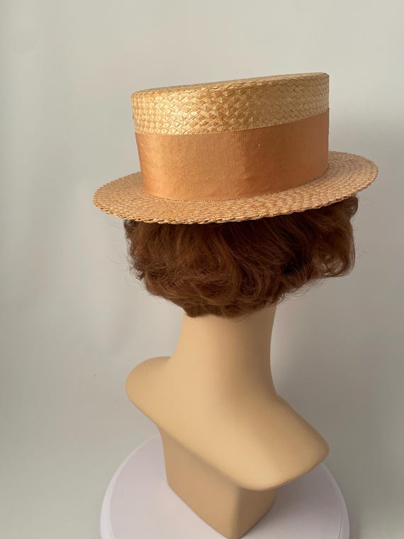 Vintage boater hat, 1940s boater hat, Straw boate… - image 5