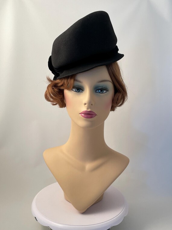 Ladies vintage hat, 1940s black hat, 1940s ladies… - image 2