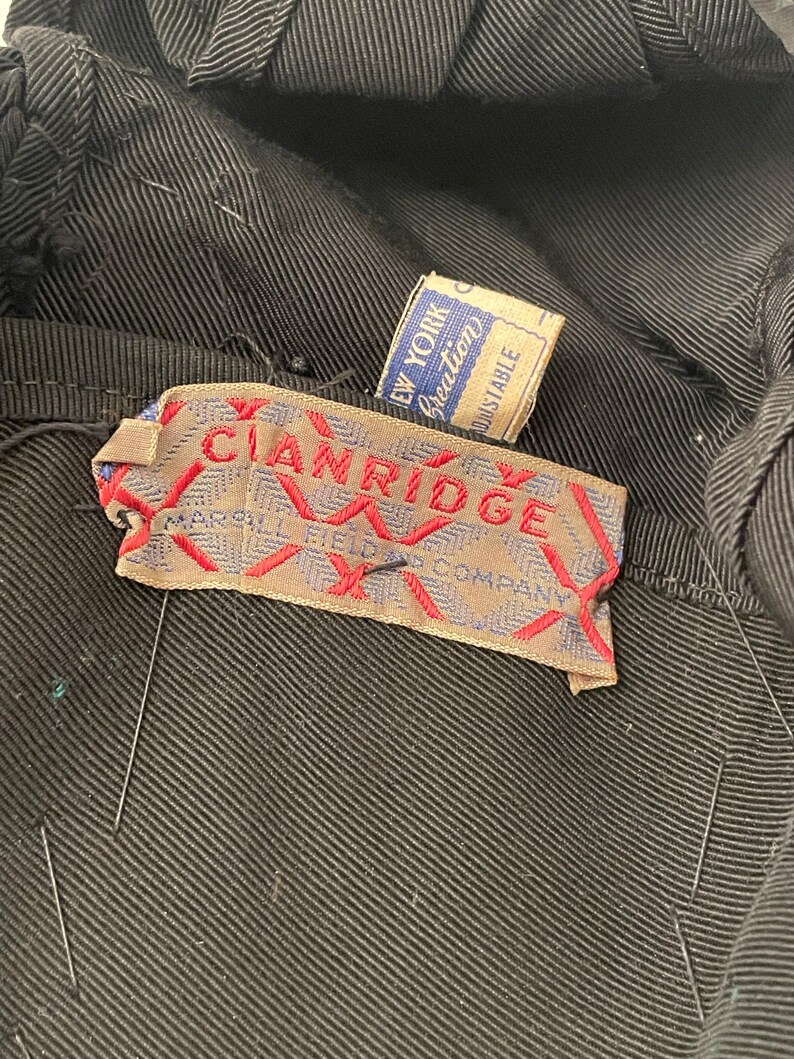 May include: Close-up of a black garment with visible stitching. A label with the text "CIANRIDGE" in red lettering is attached. A smaller tag reads "NEW YORK Creation Adjustable".