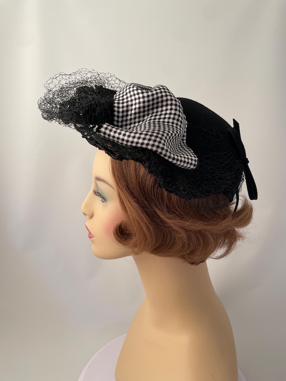 Ladies vintage hat, 1940s hat, 1950s hat, Retro hat, 1950s black hat, 1940 black hat, Lucy hat