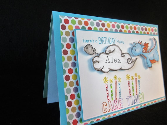 Cake Candles For Boys Grandson Godson Personalized Birthday Card With Dragon For Son Step-son Nephew Customize Personalised With Name