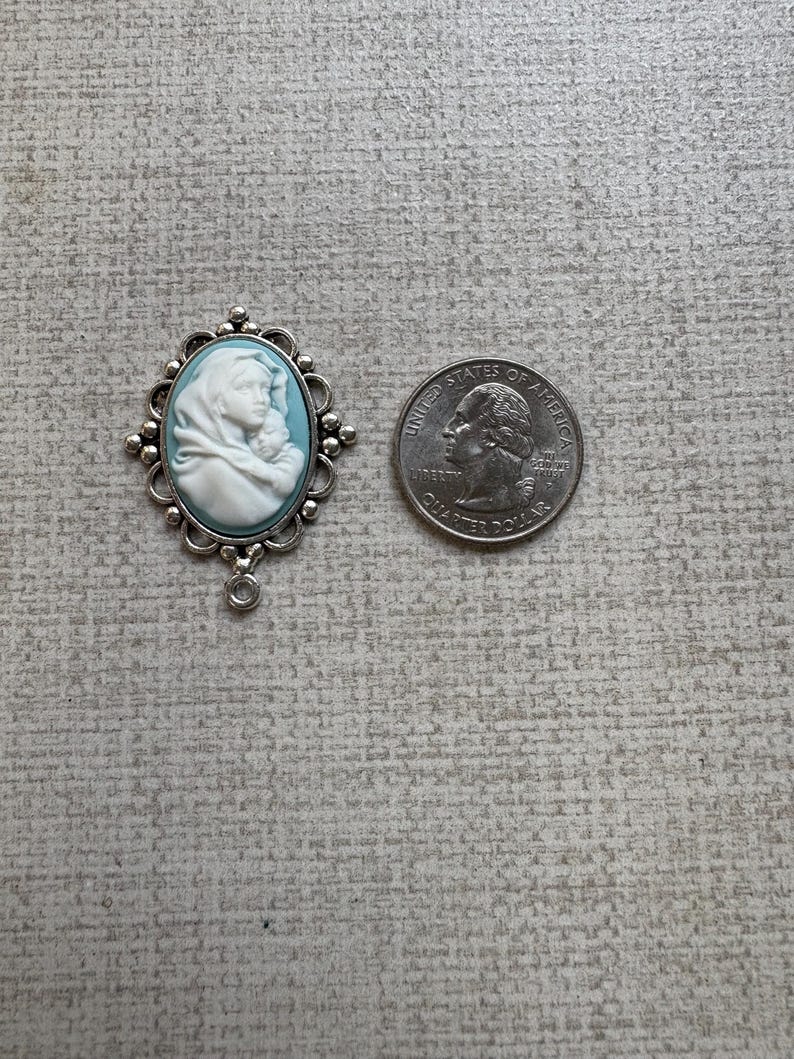Madonna and Child Cameo Rosary Center: Silver Tone Frame, DIY Rosary ...