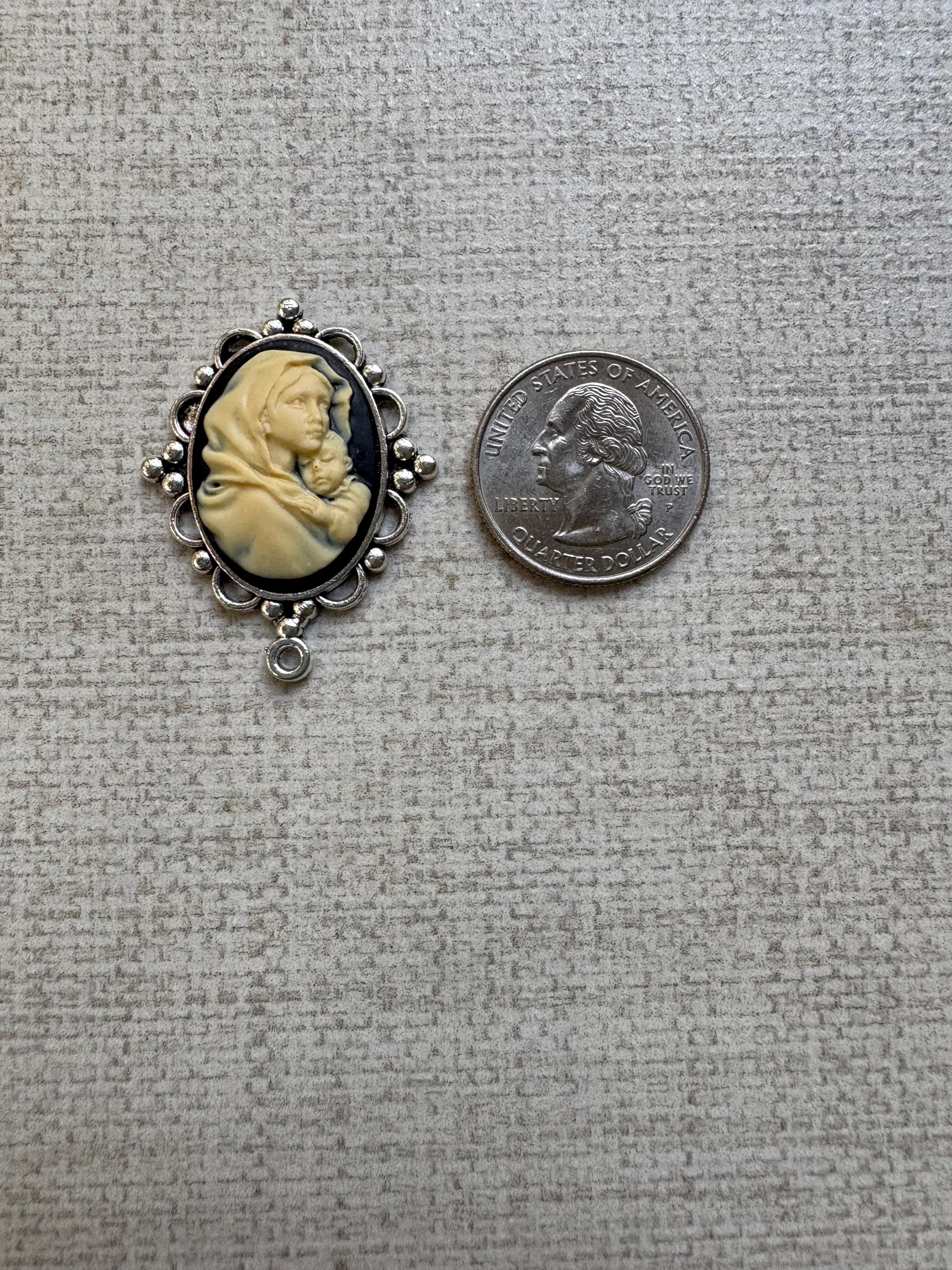 Madonna and Child Cameo Rosary Center: Silver Tone Frame, DIY Rosary ...