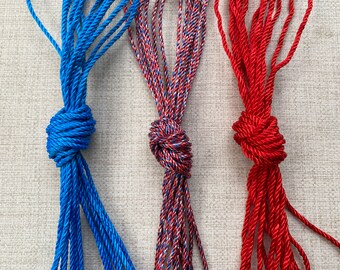 Rosary Twine Cord (#36): DIY Knotted Rosaries Refill (Reds, White, Blues) - 18 ft