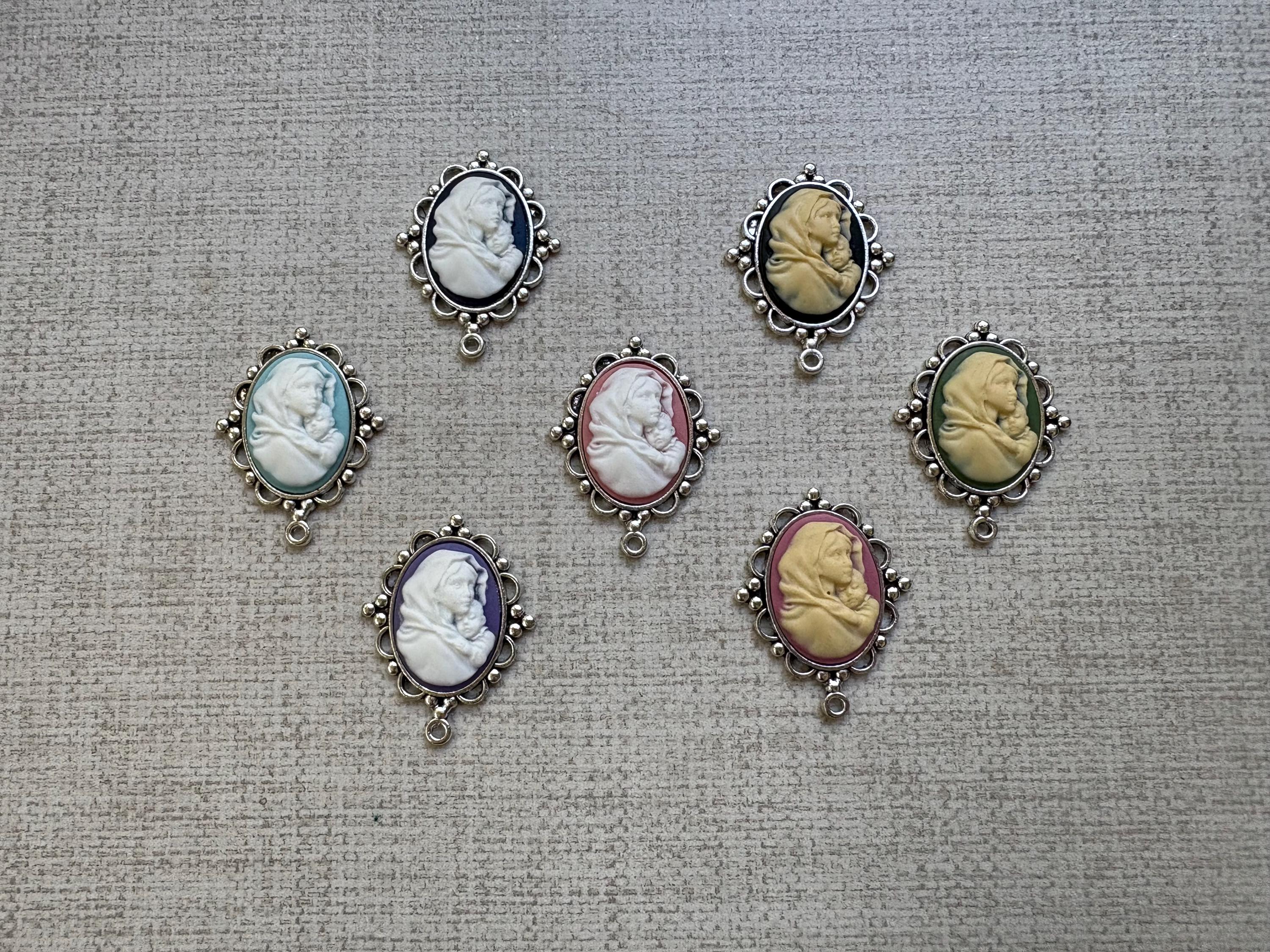 Madonna and Child Cameo Rosary Center: Silver Tone Frame, DIY Rosary ...