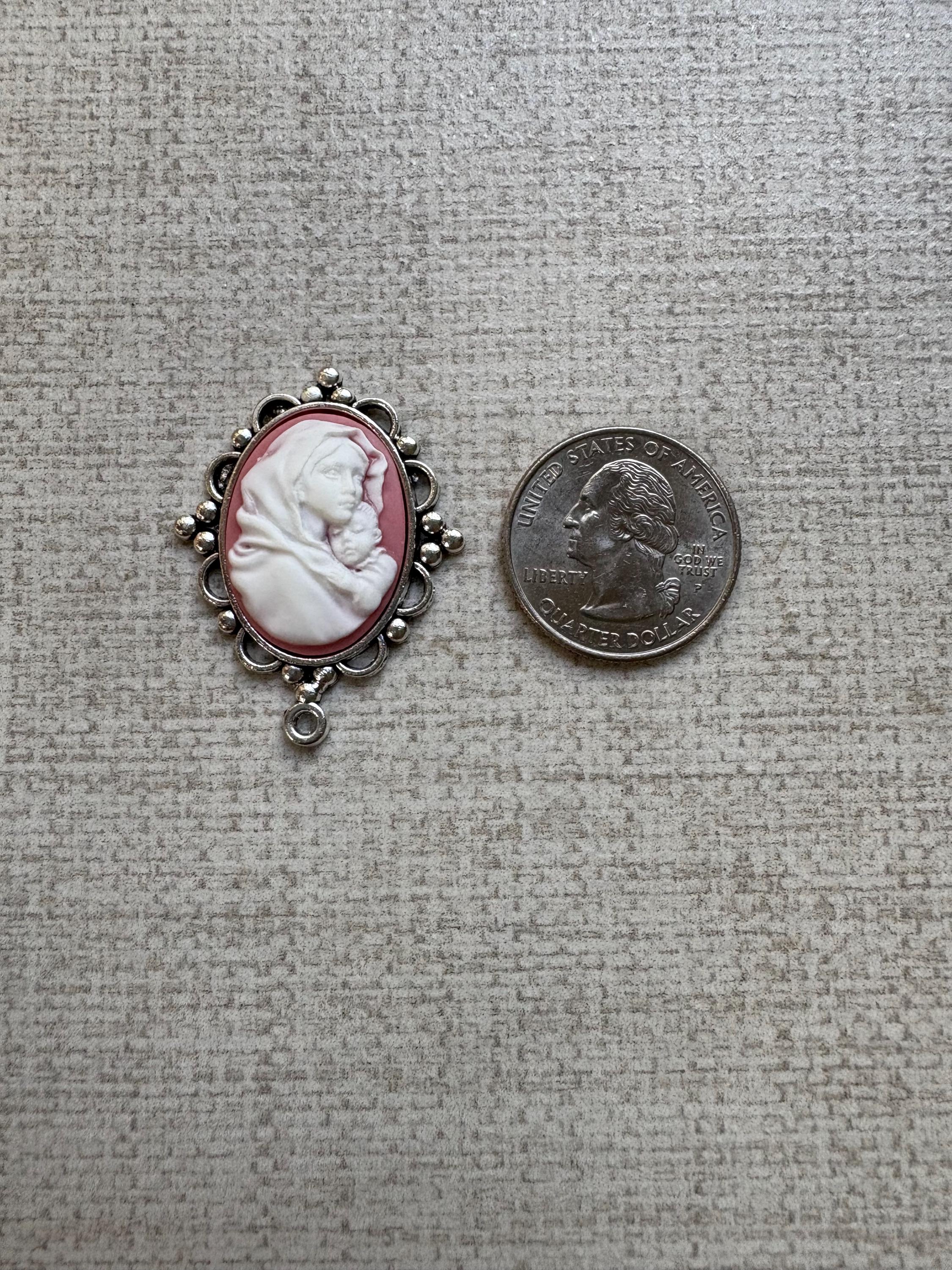 Madonna and Child Cameo Rosary Center: Silver Tone Frame, DIY Rosary ...