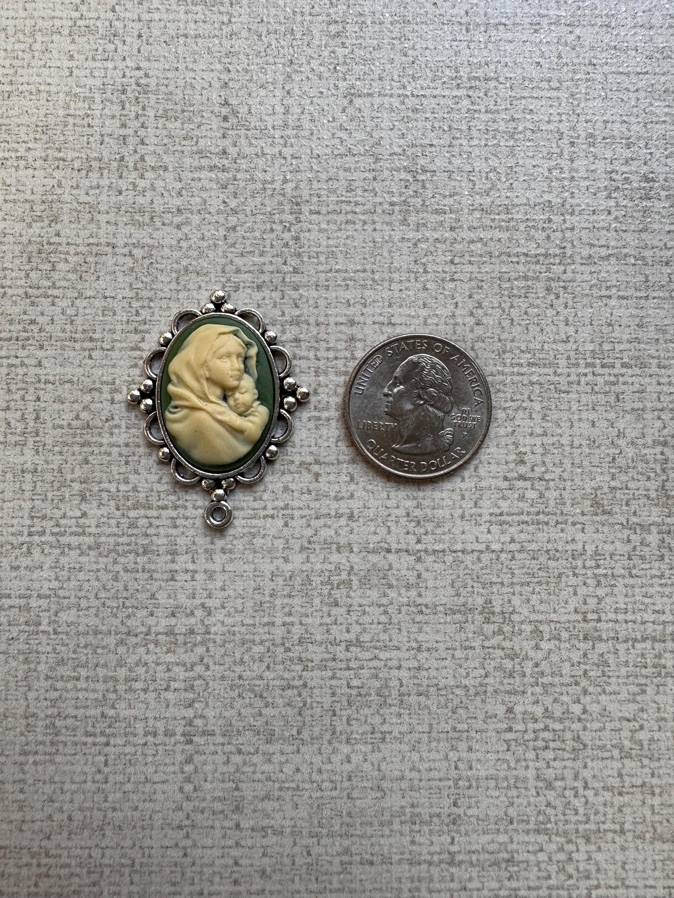 Madonna and Child Cameo Rosary Center: Silver Tone Frame, DIY Rosary ...