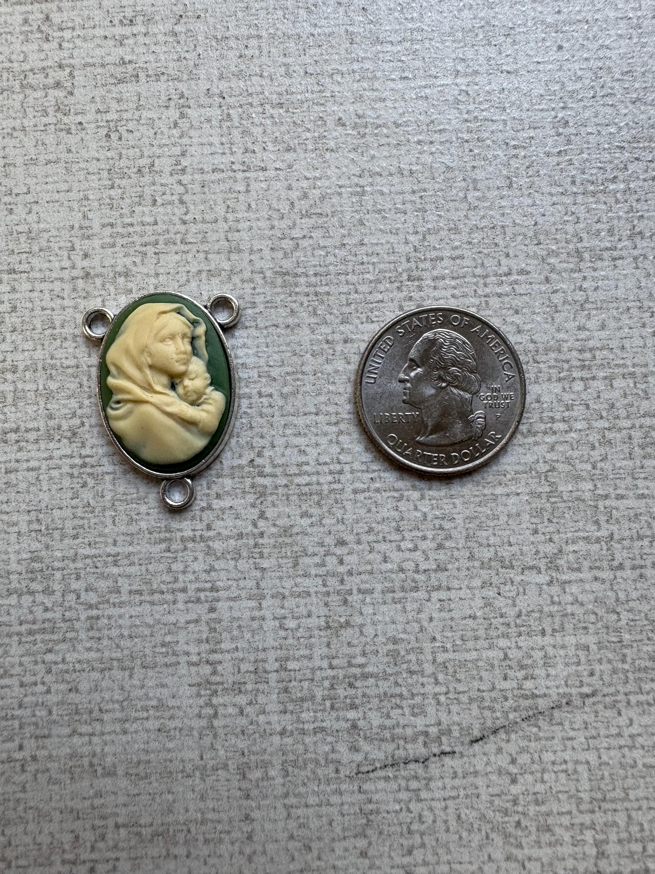 Madonna and Child Cameo Rosary Center: Silver Tone DIY Parts - Etsy