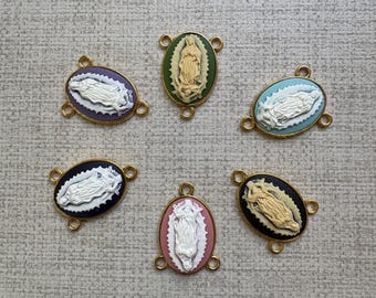 Our Lady of Guadalupe Rosary Center: Gold Tone Cameo, DIY Rosary Parts