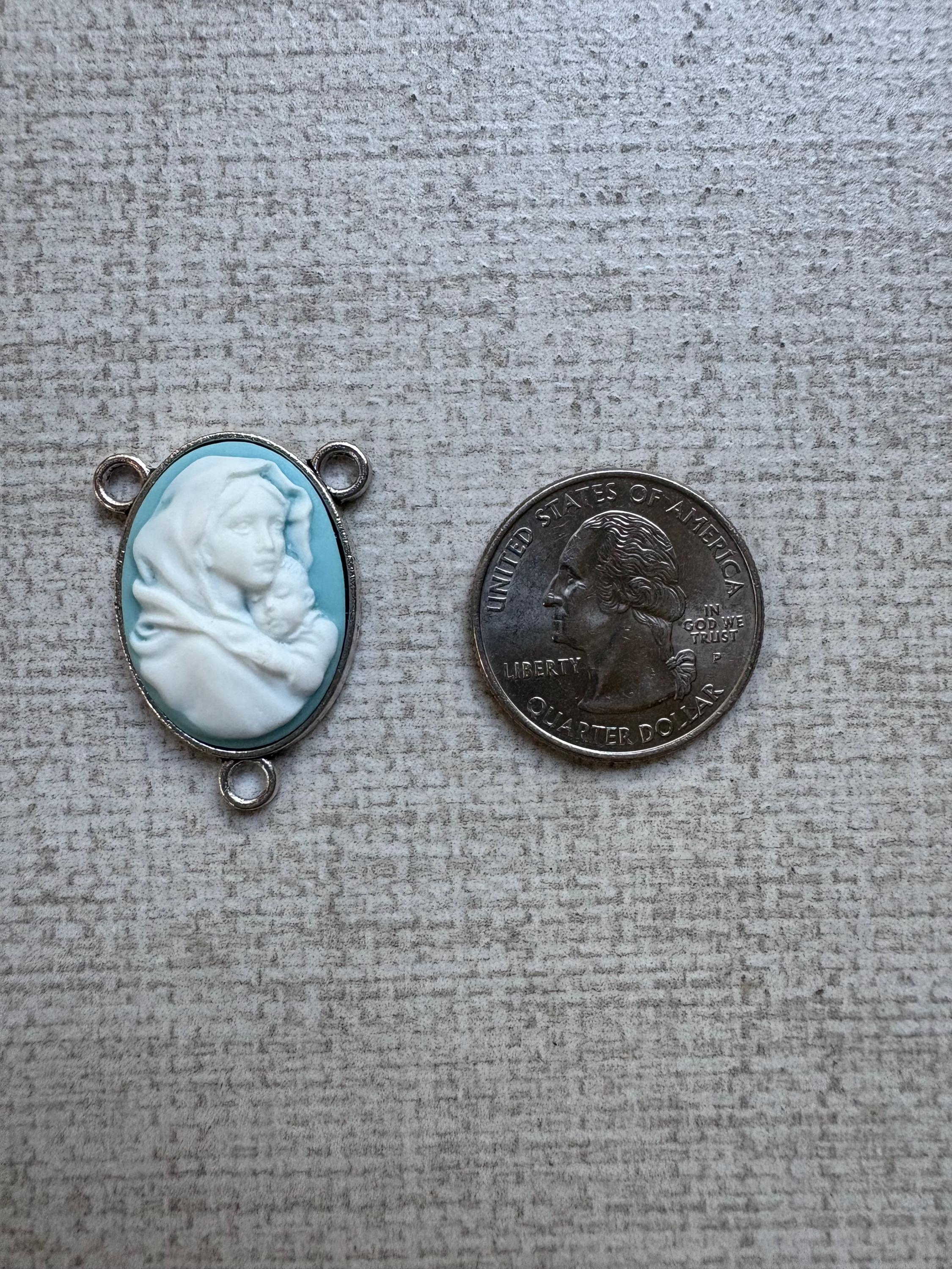 Madonna and Child Cameo Rosary Center: Silver Tone DIY Parts - Etsy