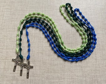 Handmade Knotted Cord Rosary with St. Benedict Crucifix