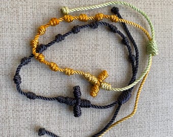 Handmade Knotted Rosary Bracelet: Nylon Decade Rosary