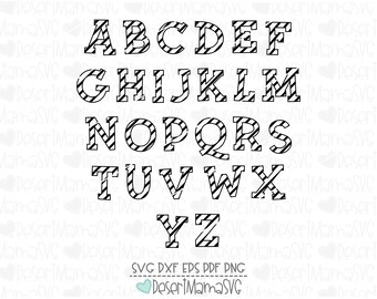 Striped Alphabet Font SVG, dxf, cut file, cricut, cameo, Zebra letters, Zebra Font, Stripped letters, SVG font, Serif font