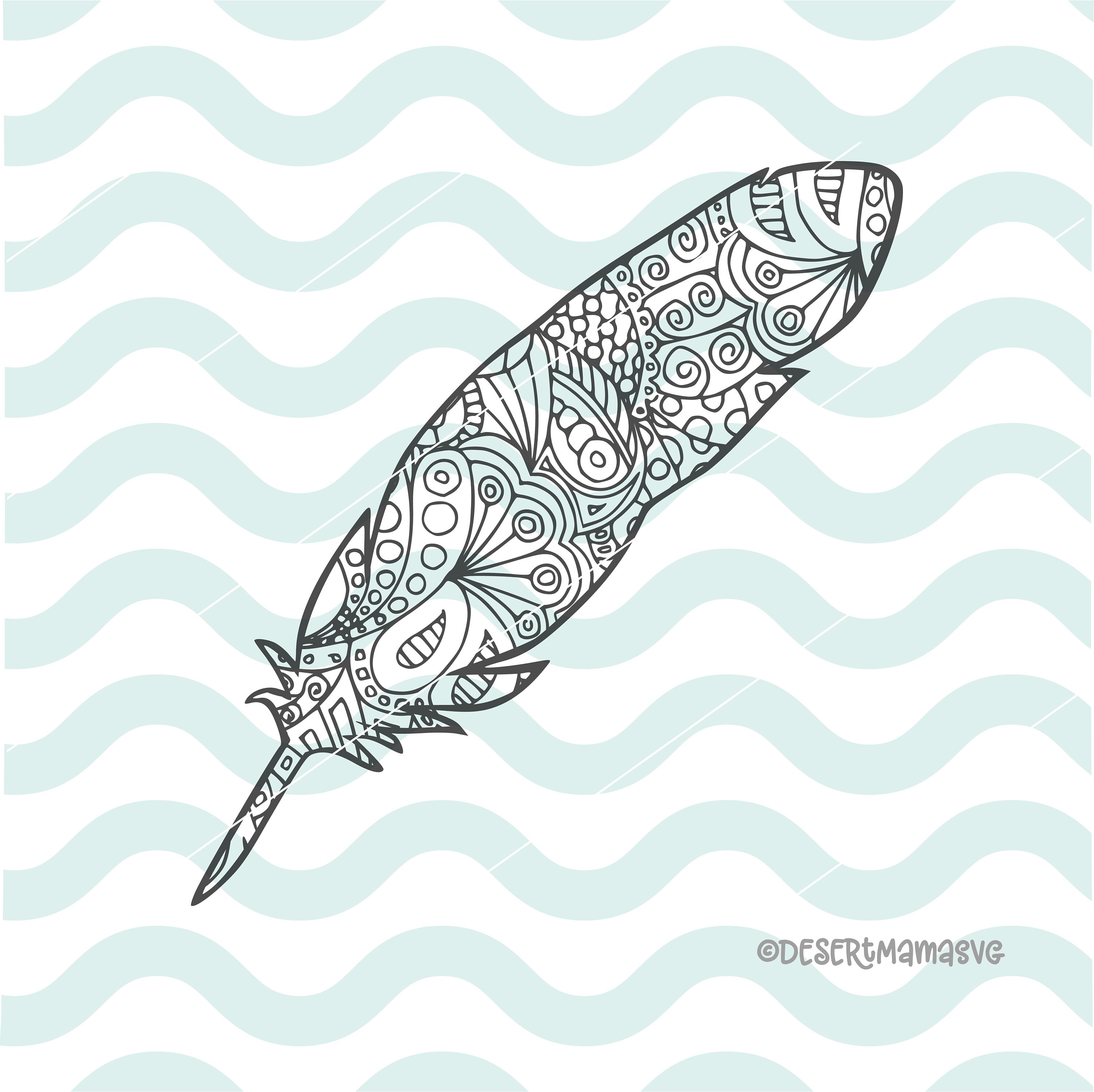 Feathers Svg Zentangle Feather Svg Feather Clipart Feather Cut Etsy ...