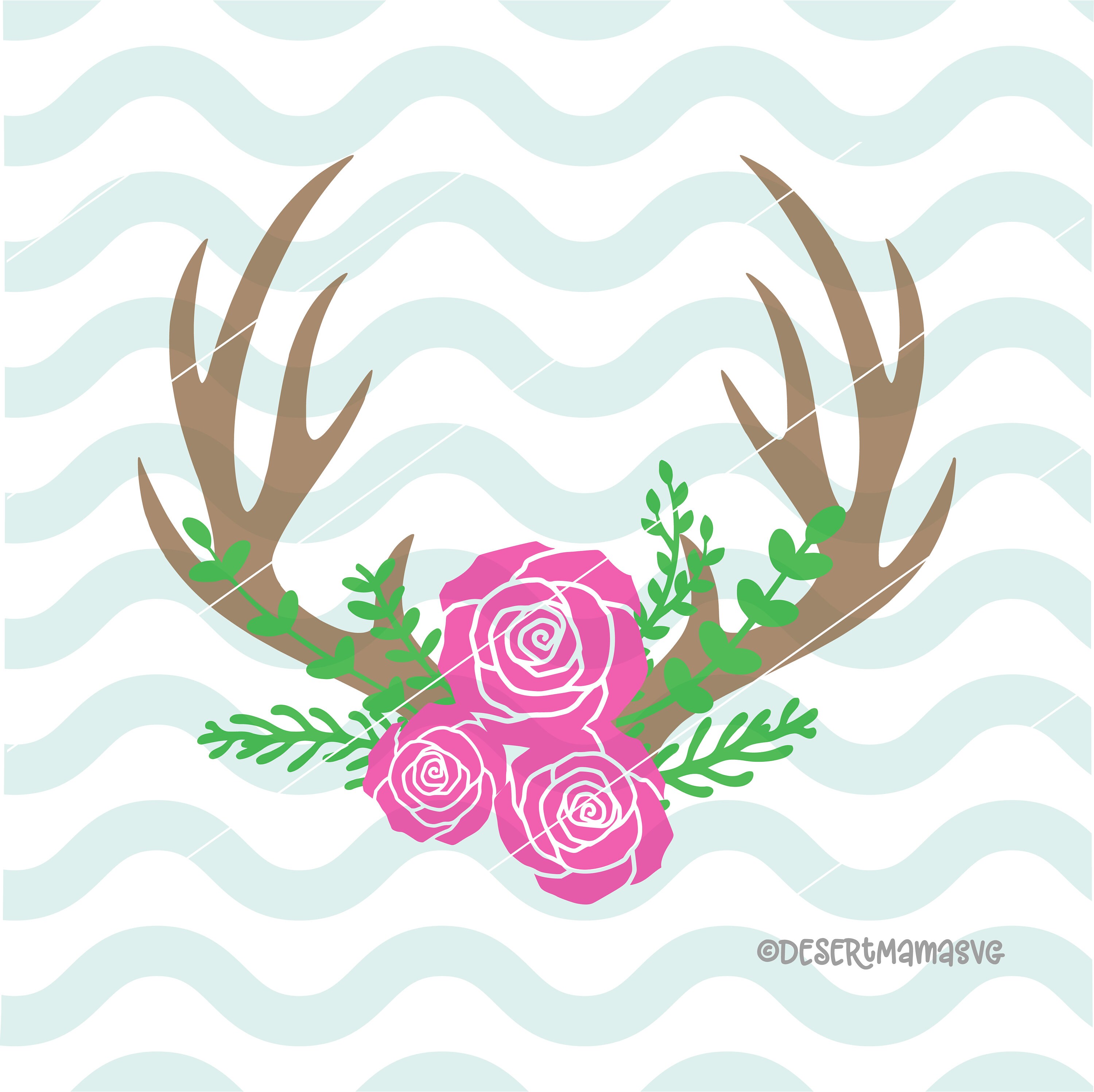Download Antler floral swag svg eps dxf png cricut cameo scan N | Etsy