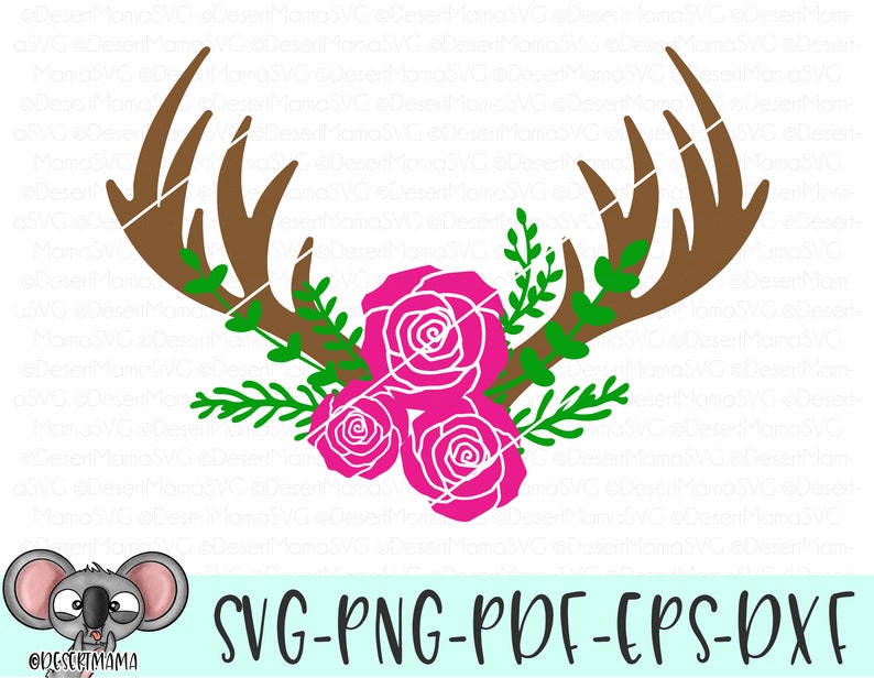 Download Antler floral swag svg eps dxf png cricut cameo scan N | Etsy